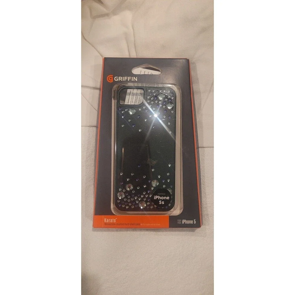 Griffin iPhone 5s Slim Snap Hard Case - Black/Rhinestones Bling NEW